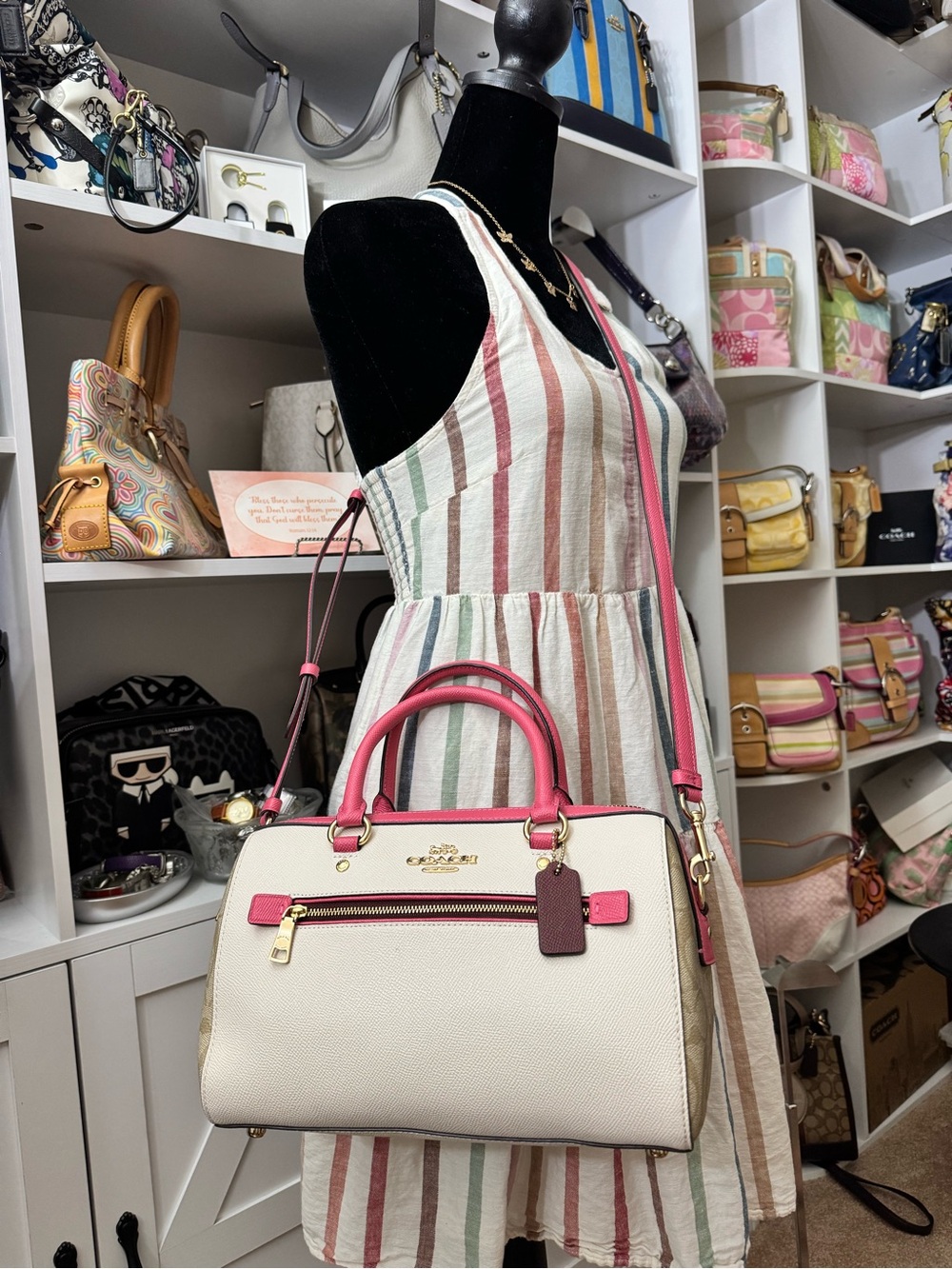 Coach Colorblock Pink Rowan Satchel